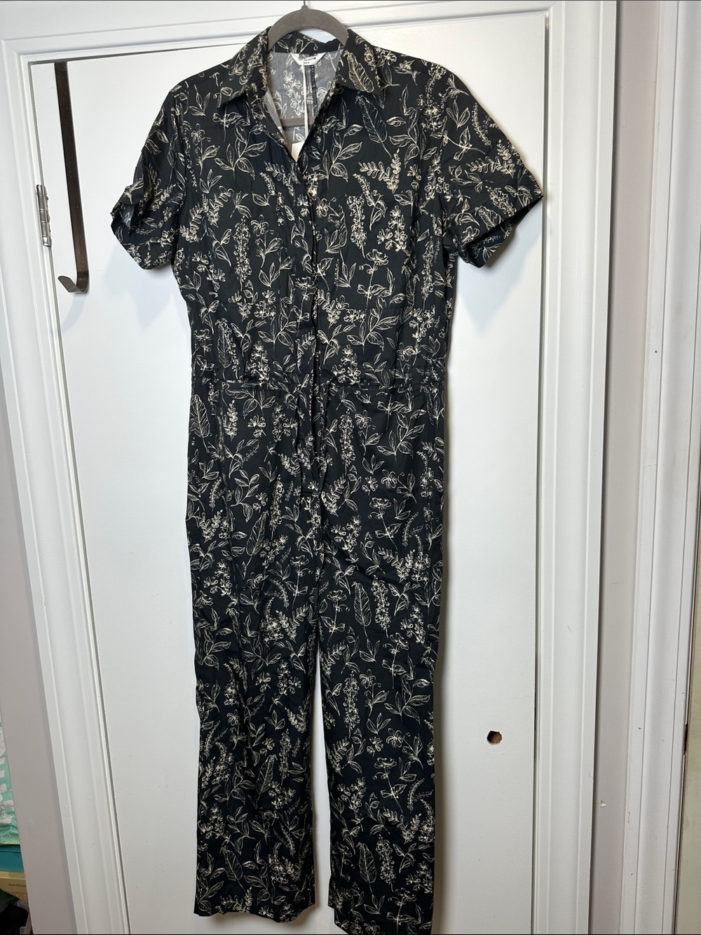 Thakoon Black Jumpsuit with Cream Botanical Print (28)